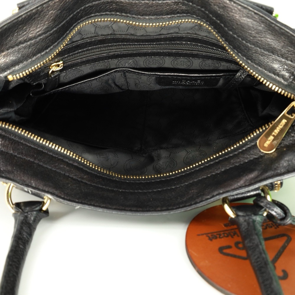 MICHAEL KORS Naomi Large Satchel Black Luxury‎ Leather Zippers Handbag Purse Bag - Picture 11 of 12